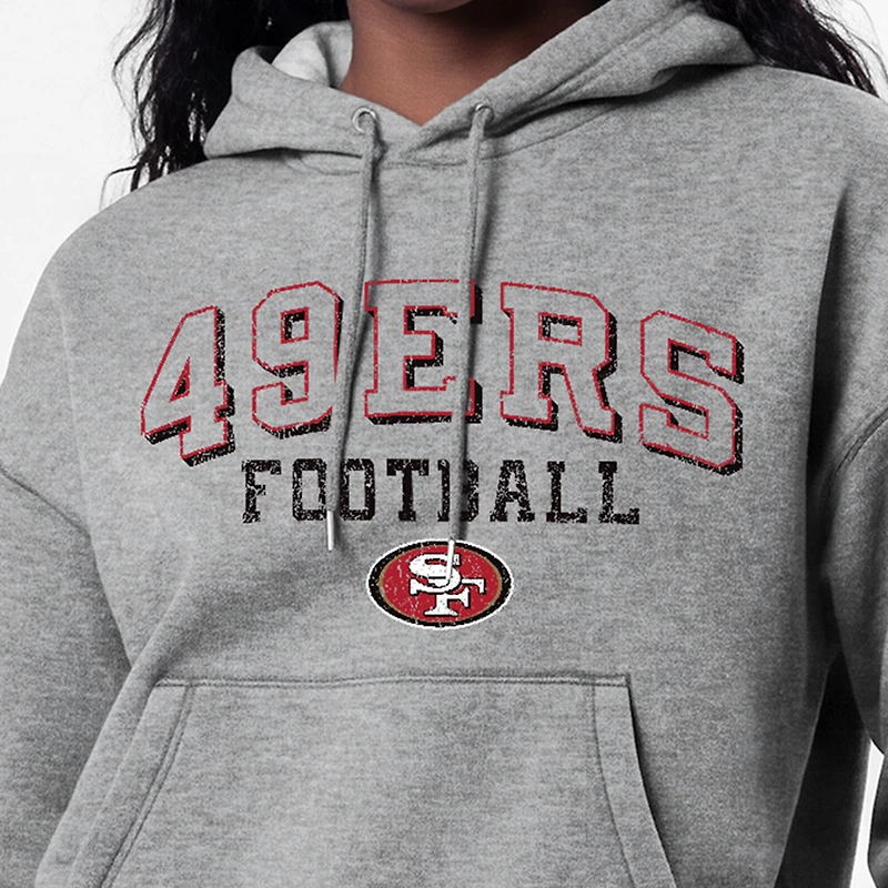 Sweat à capuche Champion Triumph Tri-Blend gris pour femme, San Francisco 49ers