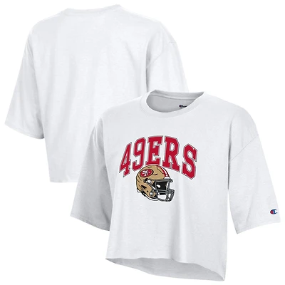 Women's Champion  White San Francisco 49ers Boyfriend Cropped T-Shirt