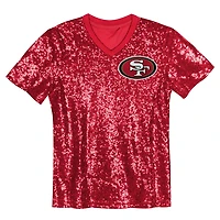 Women's Christian McCaffrey Scarlet San Francisco 49ers Player Name & Number V-Neck Fashion Jersey