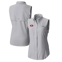 Chemise boutonnée sans manches Columbia grise San Francisco 49ers PFG Tamiami Omni-Shade pour femme