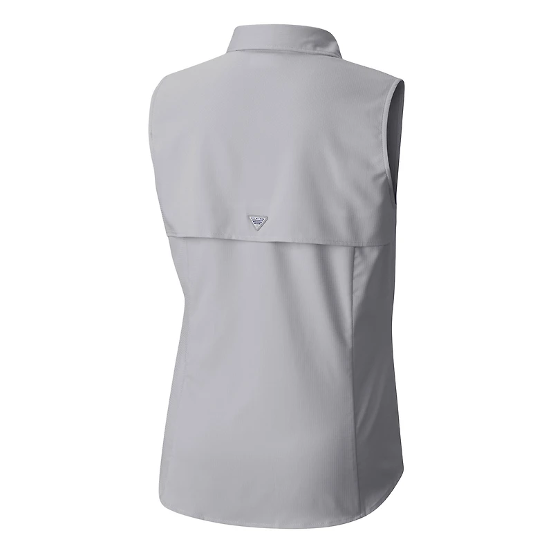 Chemise boutonnée sans manches Columbia grise San Francisco 49ers PFG Tamiami Omni-Shade pour femme