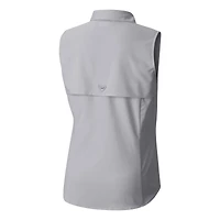 Chemise boutonnée sans manches Columbia grise San Francisco 49ers PFG Tamiami Omni-Shade pour femme