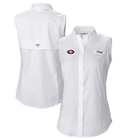 Chemise boutonnée sans manches Columbia blanche San Francisco 49ers PFG Tamiami Omni-Shade pour femme