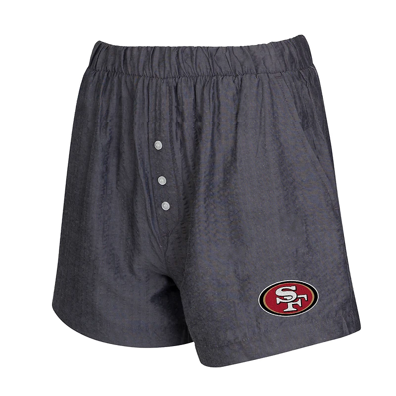 Women's Concepts Sport Charcoal San Francisco 49ers Two-Pack Stripes and Solids Boxer Shorts Set