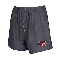 Women's Concepts Sport  Charcoal San Francisco 49ers Two-Pack Stripes and Solids Boxer Shorts Set