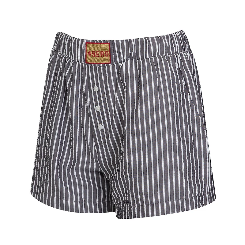 Women's Concepts Sport Charcoal San Francisco 49ers Two-Pack Stripes and Solids Boxer Shorts Set