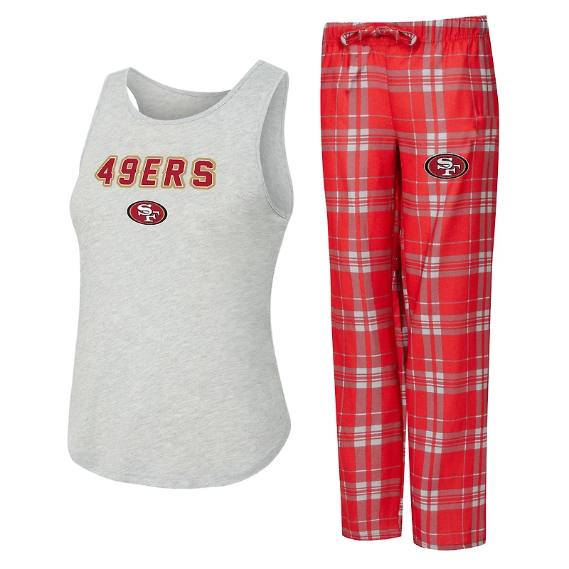 Women's Concepts Sport  Heather Gray/Scarlet San Francisco 49ers Regulate Plaid Tank Top & Pants Sleep Set