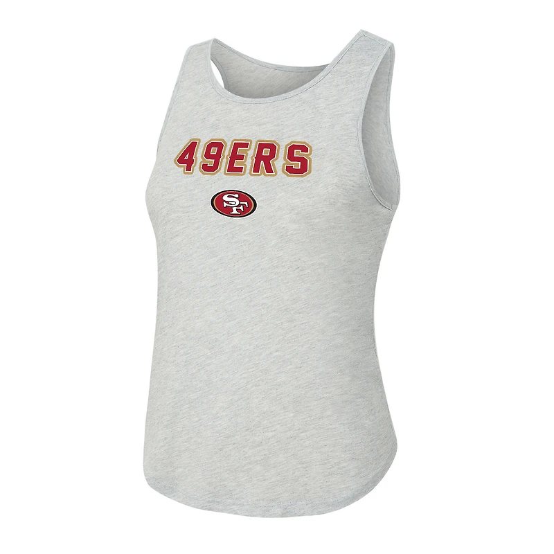 Ensemble de nuit pour femme Concepts Sport gris chiné/écarlate San Francisco 49ers Regulate Plaid avec débardeur et pantalon