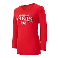 Ensemble de nuit pour femme Concepts Sport Scarlet San Francisco 49ers avec t-shirt à manches longues et pantalon couleur châtain