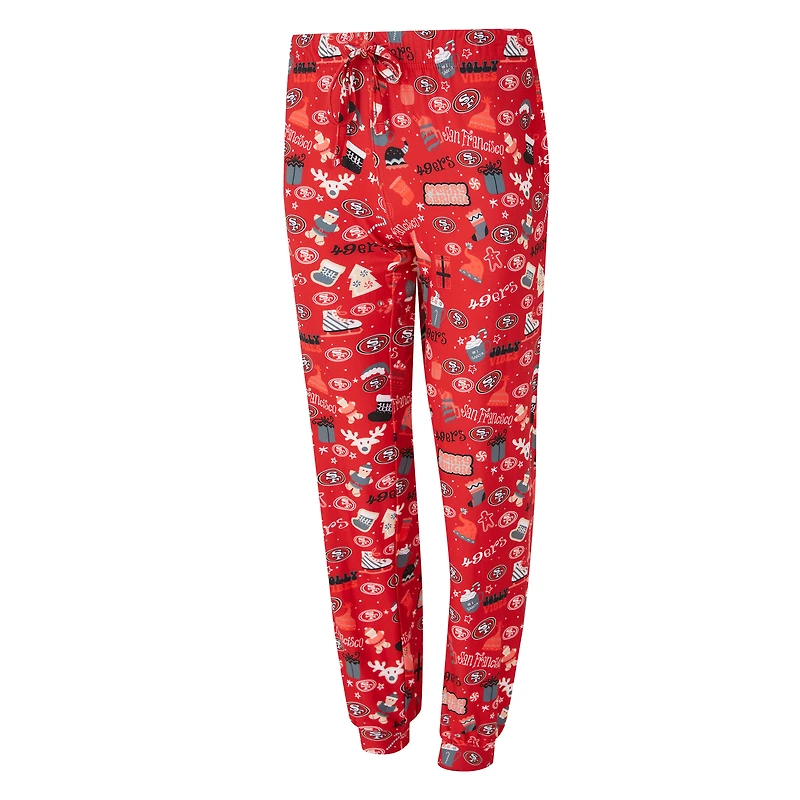 Ensemble de nuit pour femme Concepts Sport Scarlet San Francisco 49ers avec t-shirt à manches longues et pantalon couleur châtain