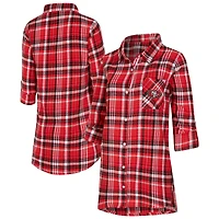 Women's Concepts Sport Scarlet San Francisco 49ers Laney Plaid Tri-Blend Full-Button Nightshirt