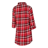 Women's Concepts Sport Scarlet San Francisco 49ers Laney Plaid Tri-Blend Full-Button Nightshirt