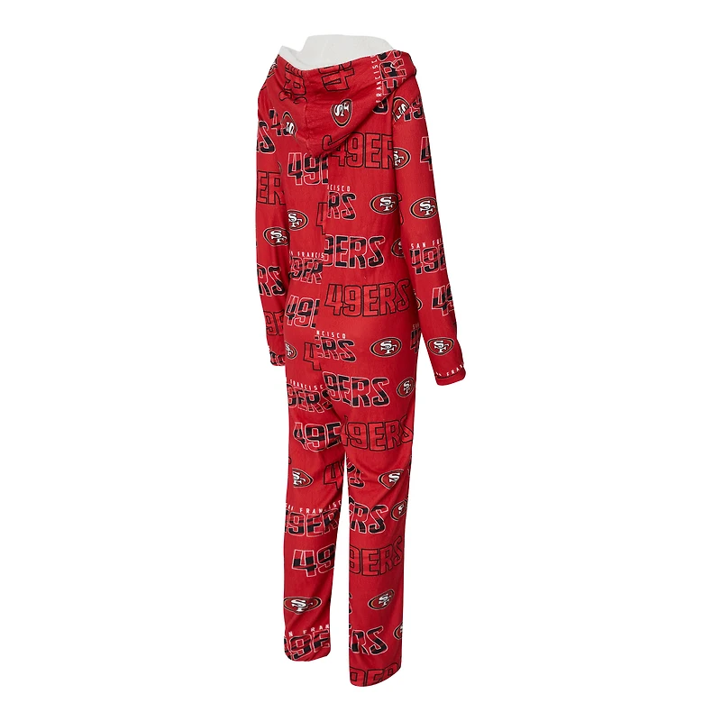 Women's Concepts Sport  Scarlet San Francisco 49ers Roadway Allover Print Microfleece Full-Zip Union Suit