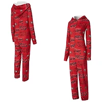 Combinaison intégrale zippée en microfibre polaire imprimée rouge écarlate San Francisco 49ers de Concepts Sport pour femme