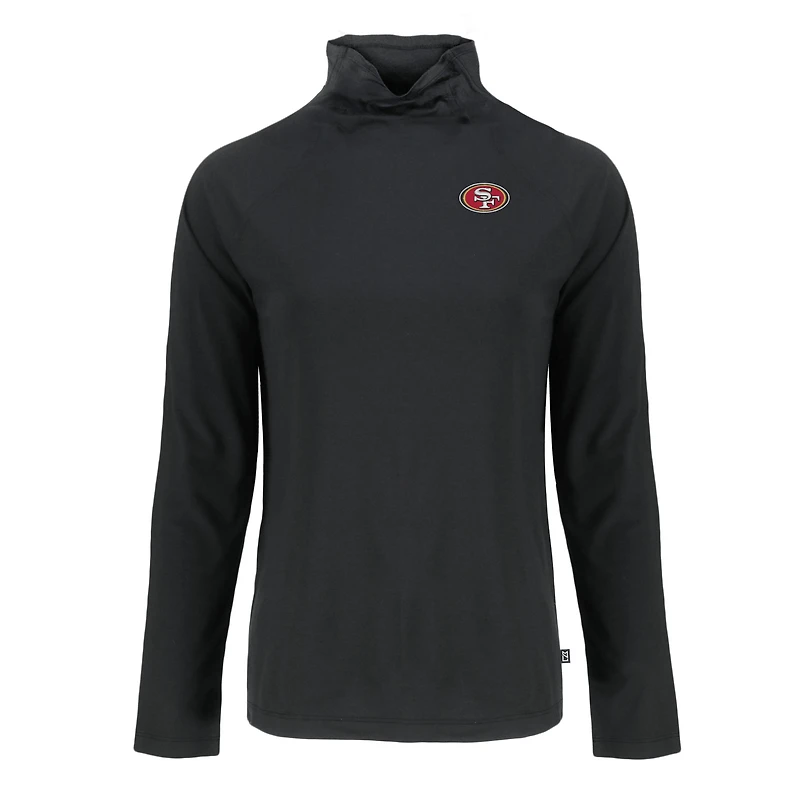 Women's Cutter & Buck Black San Francisco 49ers Coastline Epic Comfort Eco Recycled Funnel Neck Raglan Pullover Sweatshirt