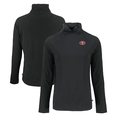 Women's Cutter & Buck Black San Francisco 49ers Coastline Epic Comfort Eco Recycled Funnel Neck Raglan Pullover Sweatshirt