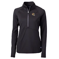 Women's Cutter & Buck  Black San Francisco 49ers Helmet Logo Adapt Eco Knit Stretch Recycled Half-Zip Pullover Top