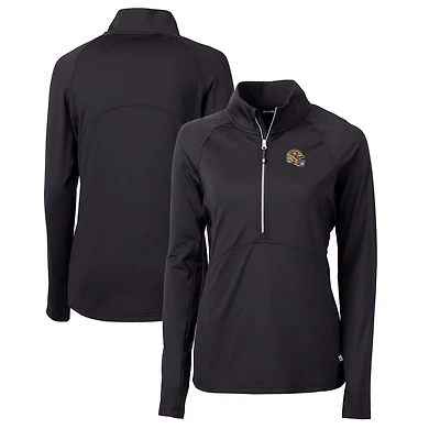 Pull-over demi-zippé en tricot extensible recyclé avec logo du casque des 49ers de San Francisco pour femme, Cutter & Buck, noir