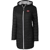 Women's Cutter & Buck Black San Francisco 49ers Throwback Logo Rainier Primaloft Eco Full-Zip Hoodie Long Coat