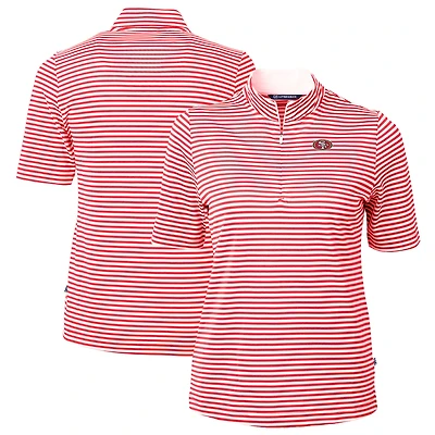 Women's Cutter & Buck  Scarlet San Francisco 49ers DryTec Virtue Eco Pique Stripe Recycled Polo