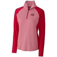 Women's Cutter & Buck Scarlet San Francisco 49ers Throwback Logo Forge Tonal Stripe Stretch Half-Zip Pullover Top