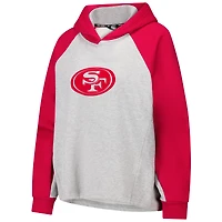 Women's DKNY Sport Gray/Scarlet San Francisco 49ers Joy Cropped Raglan Pullover Hoodie