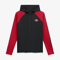 Sweat à capuche zippé raglan noir/écarlate San Francisco 49ers Cornerback Blitz pour femme (Fanatics)