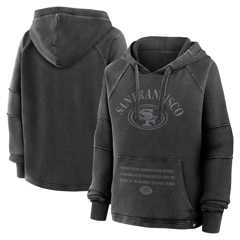 Women's Fanatics Black San Francisco 49ers Oversized Raglan Gridiron Hoodie