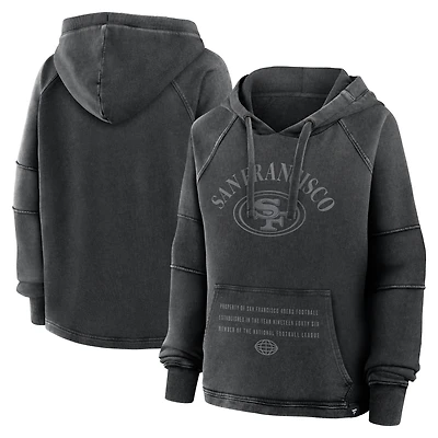 Women's Fanatics Black San Francisco 49ers Oversized Raglan Gridiron Hoodie