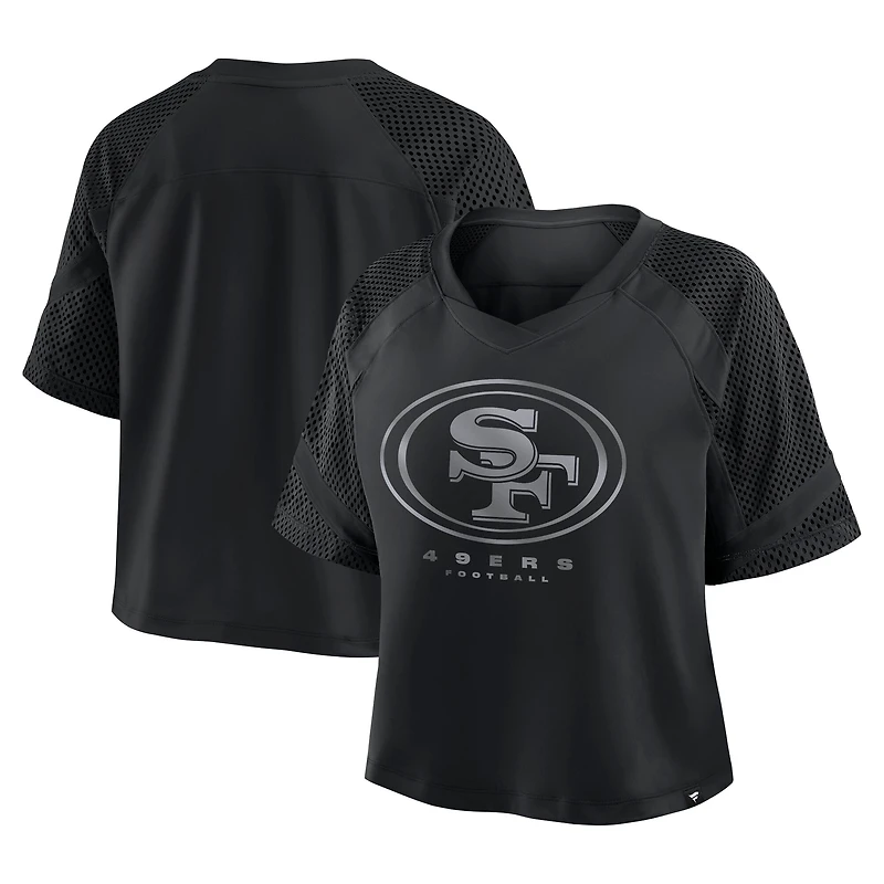 Women's Fanatics Black San Francisco 49ers Oversized Raglan V-Neck Blackout Fashion Jersey