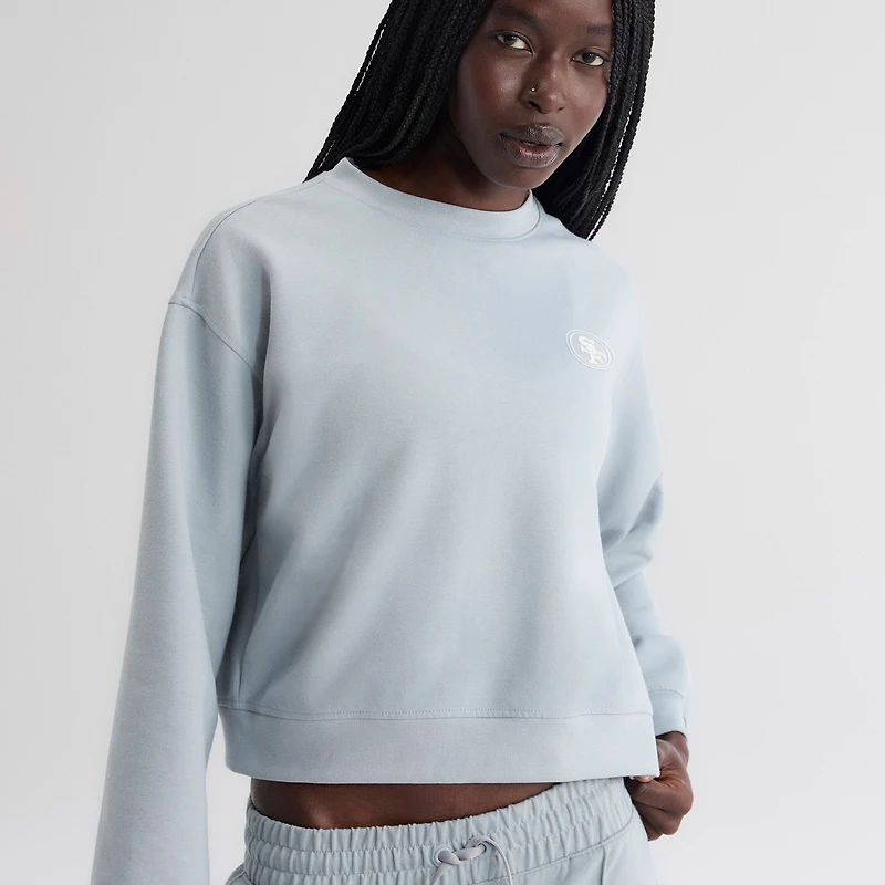 Sweat-shirt oversize à pochette en mélange de trois matières, bleu San Francisco 49ers, pour femme, la marque Fanatics.