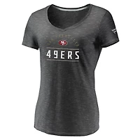 Women's Fanatics Charcoal San Francisco 49ers League Leader Space Dye V-Neck T-Shirt