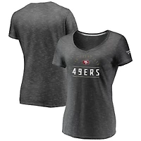 Women's Fanatics Charcoal San Francisco 49ers League Leader Space Dye V-Neck T-Shirt
