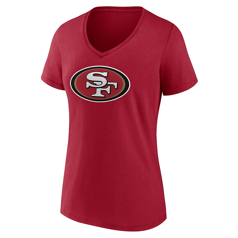 Fanatics pour femmes Christian McCaffrey Scarlet San Francisco 49ers Player Icon Nom et numéro T-shirt à col en V
