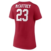 Fanatics pour femmes Christian McCaffrey Scarlet San Francisco 49ers Player Icon Nom et numéro T-shirt à col en V
