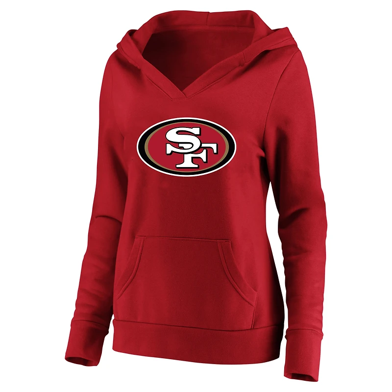 Women's Fanatics Christian McCaffrey Scarlet San Francisco 49ers Plus Player Name & Number V-Neck Hoodie