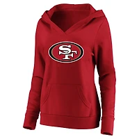 Women's Fanatics Christian McCaffrey Scarlet San Francisco 49ers Plus Player Name & Number V-Neck Hoodie
