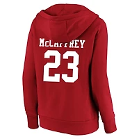 Women's Fanatics Christian McCaffrey Scarlet San Francisco 49ers Plus Player Name & Number V-Neck Hoodie