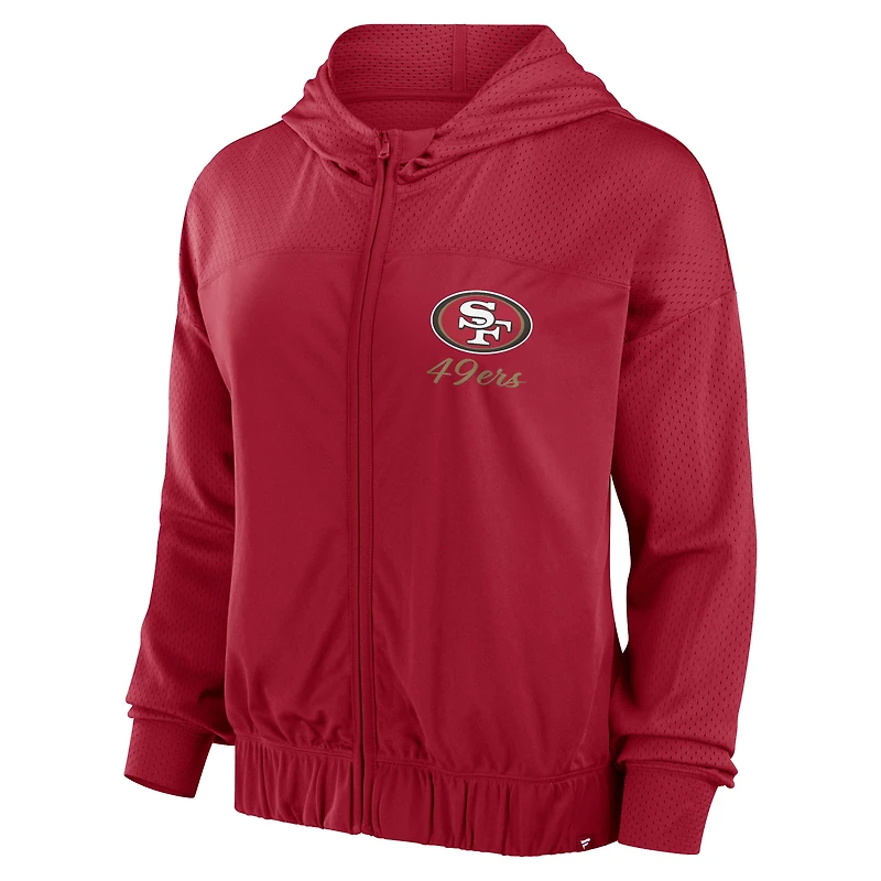 Sweat à capuche zippé complet Fanatics College Scarlet San Francisco 49ers Script Lock pour femme