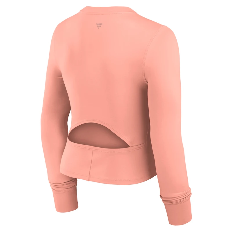 Women's Fanatics Coral San Francisco 49ers Studio Fitted Long Sleeve Gym Top