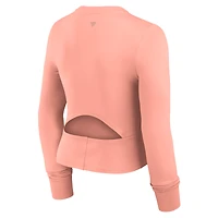 Women's Fanatics Coral San Francisco 49ers Studio Fitted Long Sleeve Gym Top