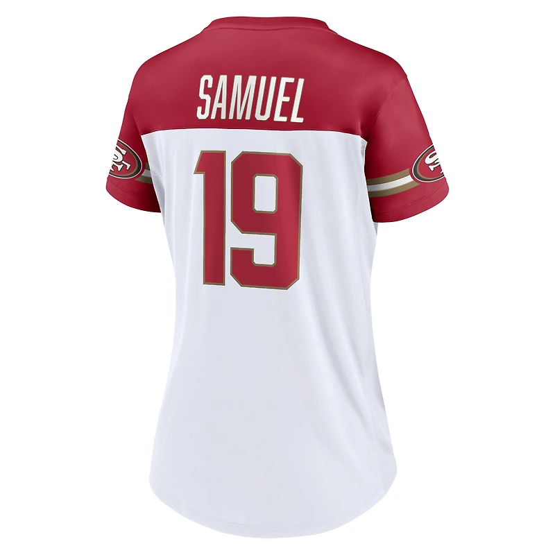 Women's Fanatics Deebo Samuel White San Francisco 49ers Athena Name & Number V-Neck Top
