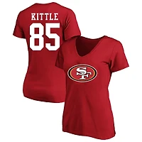 Women's Fanatics George Kittle Scarlet San Francisco 49ers Plus Name & Number V-Neck T-Shirt