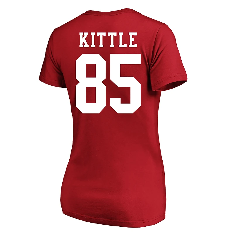 Women's Fanatics George Kittle Scarlet San Francisco 49ers Plus Name & Number V-Neck T-Shirt