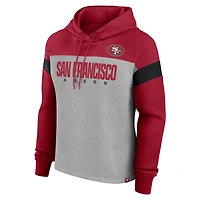 Women's Fanatics Heather Gray/Scarlet San Francisco 49ers Bold Play Call Pullover Hoodie