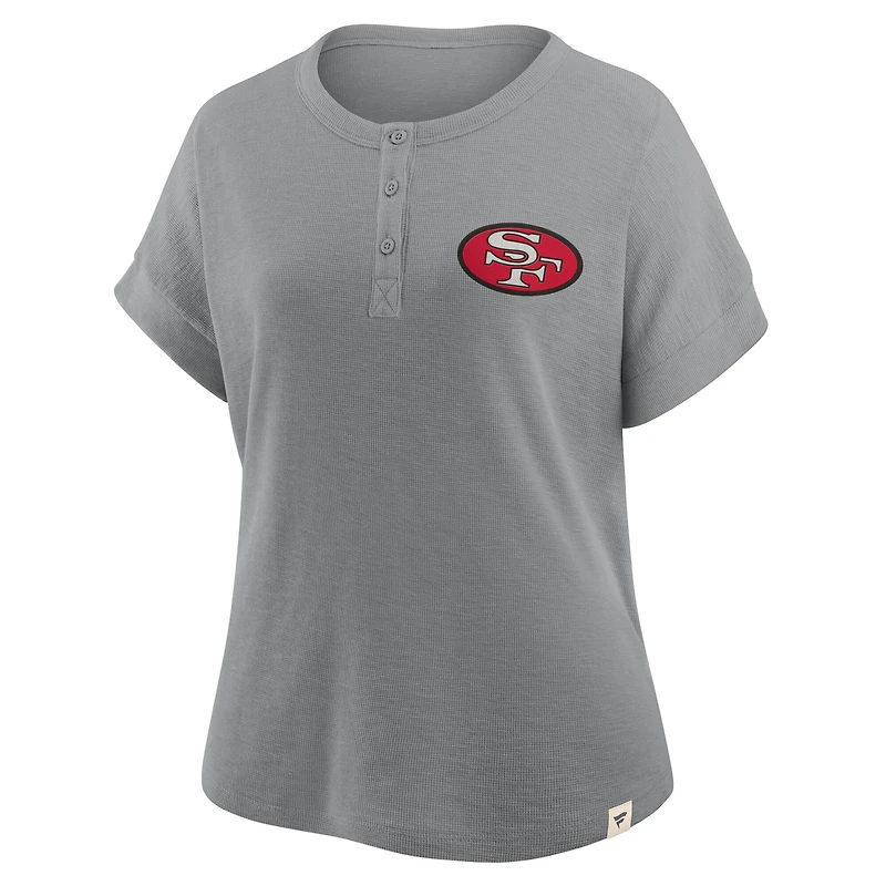 T-shirt Henley surdimensionné gris chiné Fanatics pour femme des 49ers de San Francisco