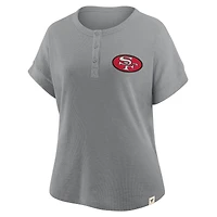 T-shirt Henley surdimensionné gris chiné Fanatics pour femme des 49ers de San Francisco