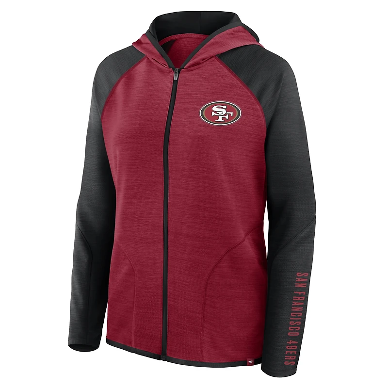 Women's Fanatics Scarlet/Black San Francisco 49ers Redzone End Around Pass Raglan Full-Zip Hoodie