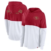 T-shirt à capuche manches longues Fanatics Scarlet/White San Francisco 49ers pour femmes