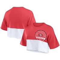 T-shirt court fendu couleur boxy Fanatics Scarlet/White San Francisco 49ers pour femmes
